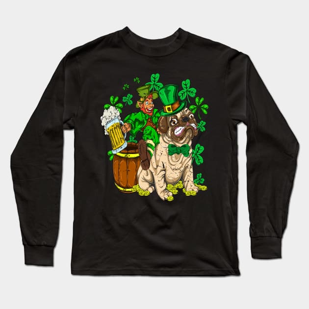 Pug Dog Irishman Beer Retro Saint Patricks Day Long Sleeve T-Shirt by ShirtsShirtsndmoreShirts